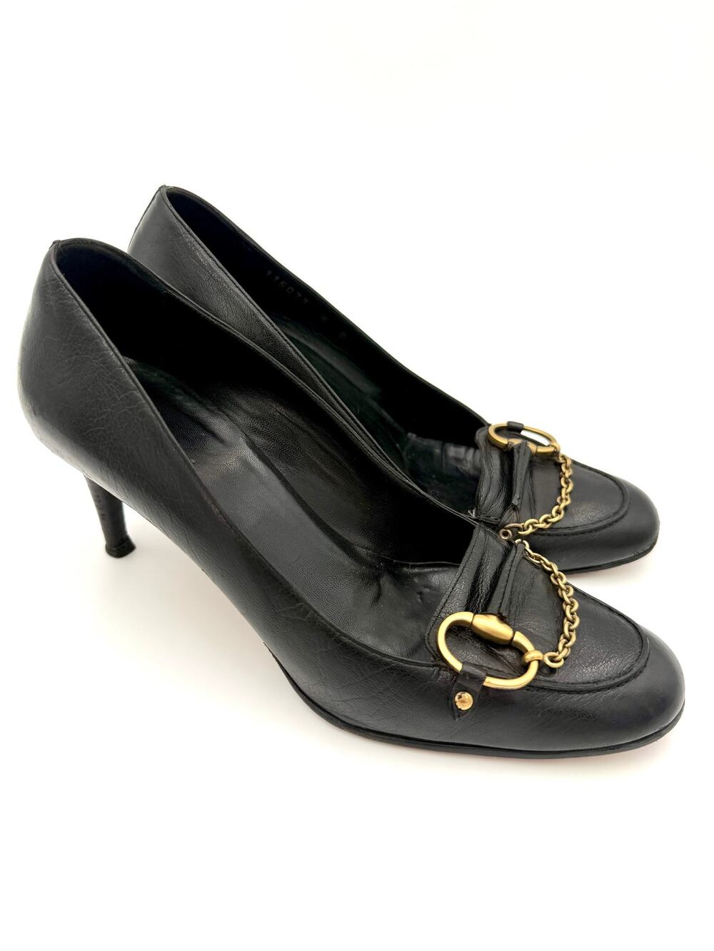 Gucci Hasler Pumps Loafers Black Leather Size 37 / 7 Tom Ford FW 2003 Horsebit